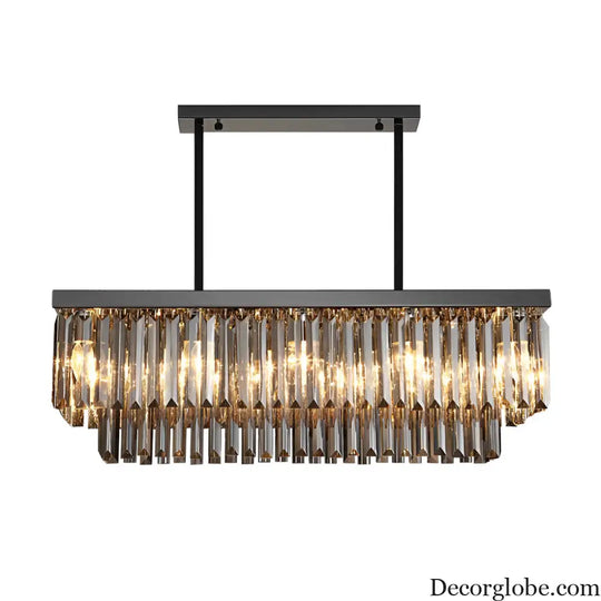 Rectangular Crystal LED 3-Step Dimming Smoke Gray Modern Chandelier Lighting > Ceiling lights > Chandeliers