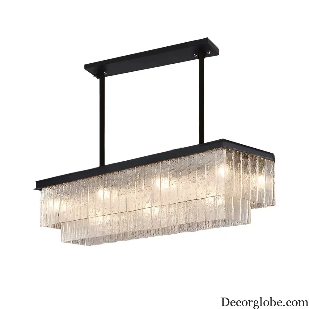 Long Rectangular Double Layer 3 Step Dimming Post Modern Chandelier