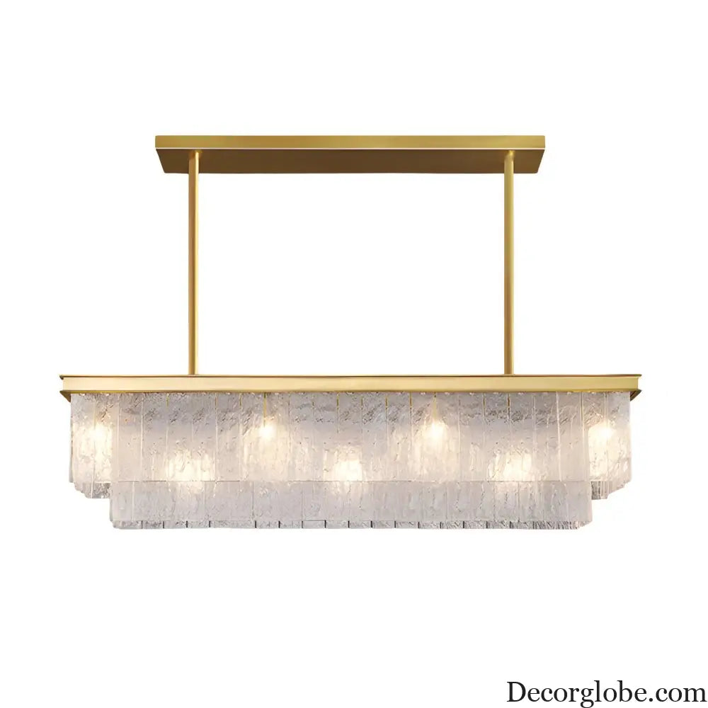 Long Rectangular Double Layer 3 Step Dimming Post Modern Chandelier