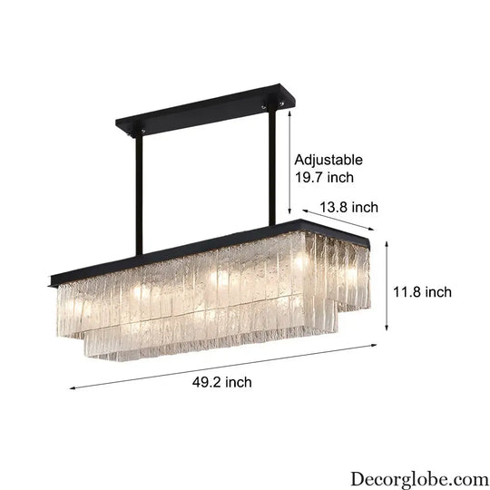 Long Rectangular Double Layer 3 Step Dimming Post Modern Chandelier