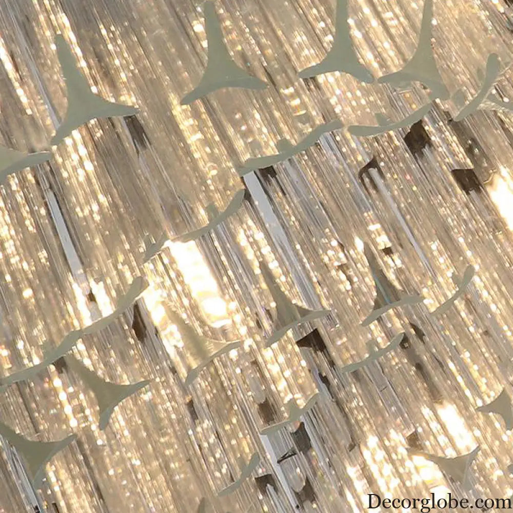 Modern Layered Chandelier Pendant Light with Crystal Bevels - 10 Bulbs in Silver Silver