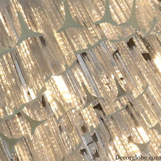 Modern Layered Chandelier Pendant Light with Crystal Bevels - 10 Bulbs in Silver Silver