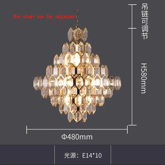 Modern Style Golden Luster Suspended Crystal Chandelier - Elegance for Living Rooms, Bedrooms, and Dining Spaces - DecorGlobe
