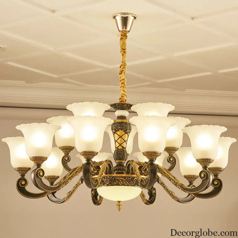 Simplicity Frosted Ribbed Glass Bell Chandelier Pendant Light