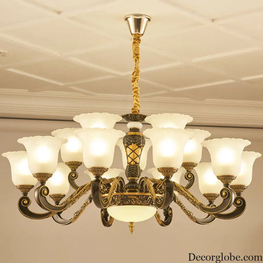 Simplicity Frosted Ribbed Glass Bell Chandelier Pendant Light