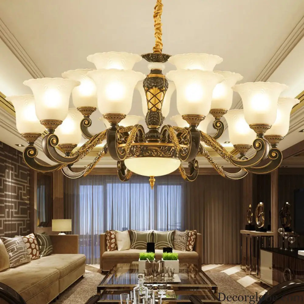 Simplicity Frosted Ribbed Glass Bell Chandelier Pendant Light