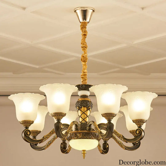 Simplicity Frosted Ribbed Glass Bell Chandelier Pendant Light