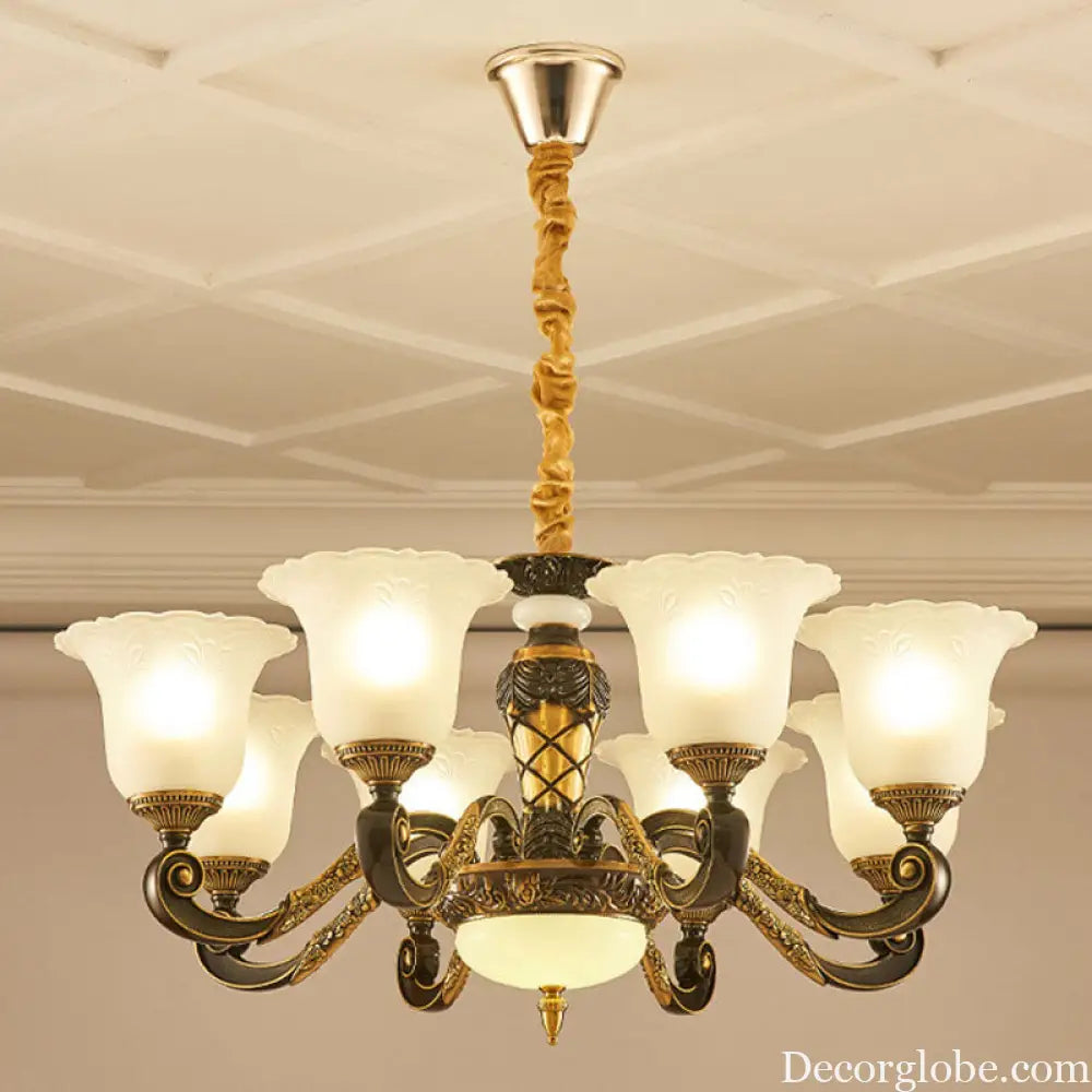 Simplicity Frosted Ribbed Glass Bell Chandelier Pendant Light
