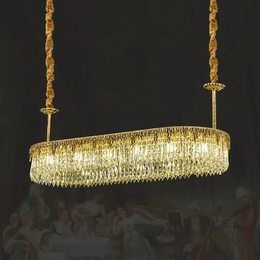Nevaeh French All-Copper Light Luxury Crystal Linear Chandelier Chandelier