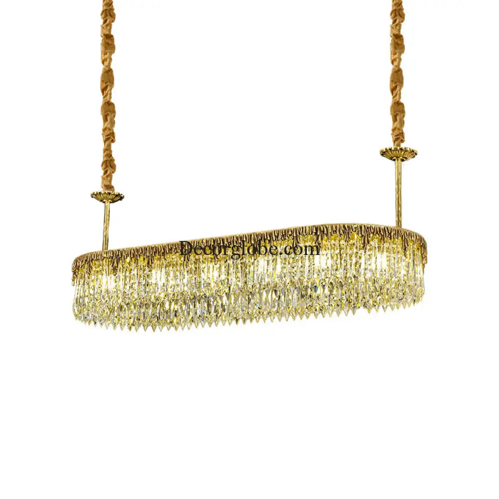 Nevaeh French All-Copper Light Luxury Crystal Linear Chandelier Chandelier