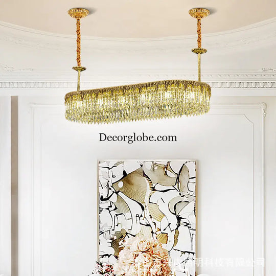 Nevaeh French All-Copper Light Luxury Crystal Linear Chandelier Chandelier