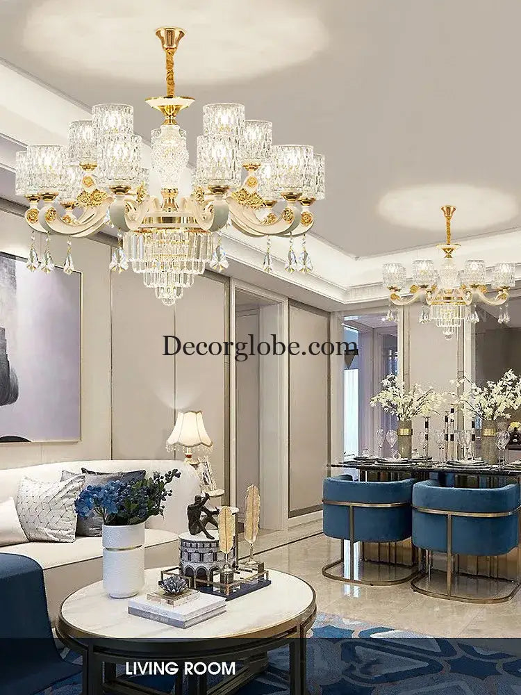 New European Style Crystal Ceiling Chandelier - Modern Luxury for High-Class Interiors - DecorGlobe
