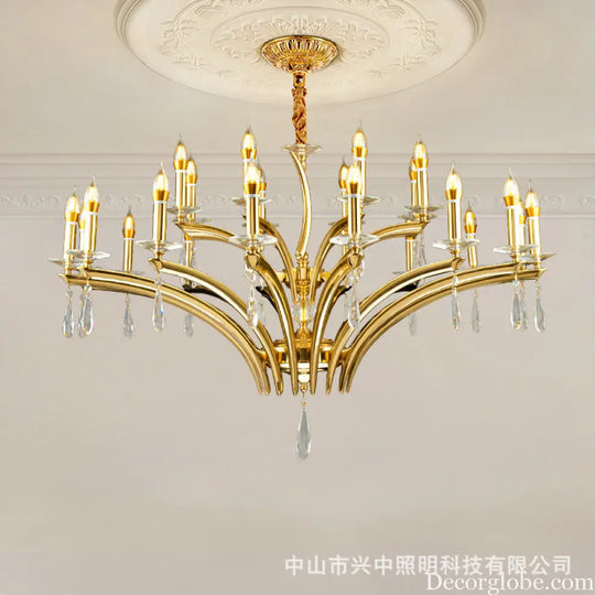 French Crystal Copper Branch Chandelier for Living Room