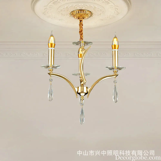 French Crystal Copper Branch Chandelier for Living Room