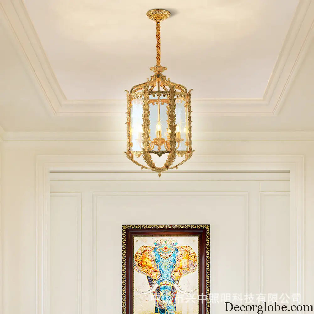 French Vintage Crystal Copper Chandelier for Small Spaces