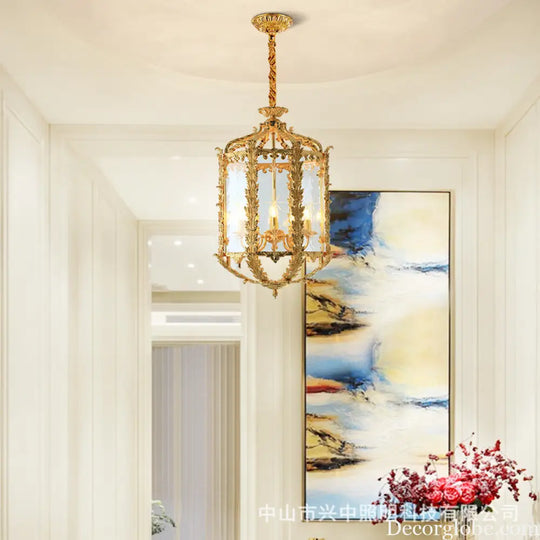 French Vintage Crystal Copper Chandelier for Small Spaces