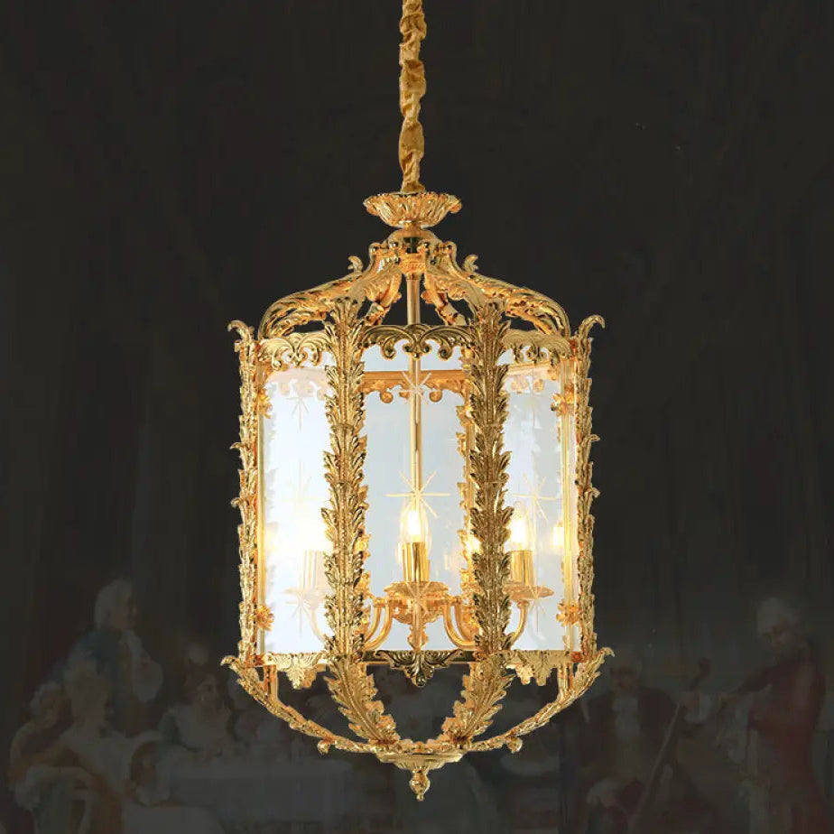 French Vintage Crystal Copper Chandelier for Small Spaces