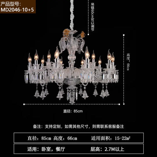 French-Style Living Room Crystal Chandelier Vintage Palace Style with a High-End Feel 2025 New Model Light Luxury Villa