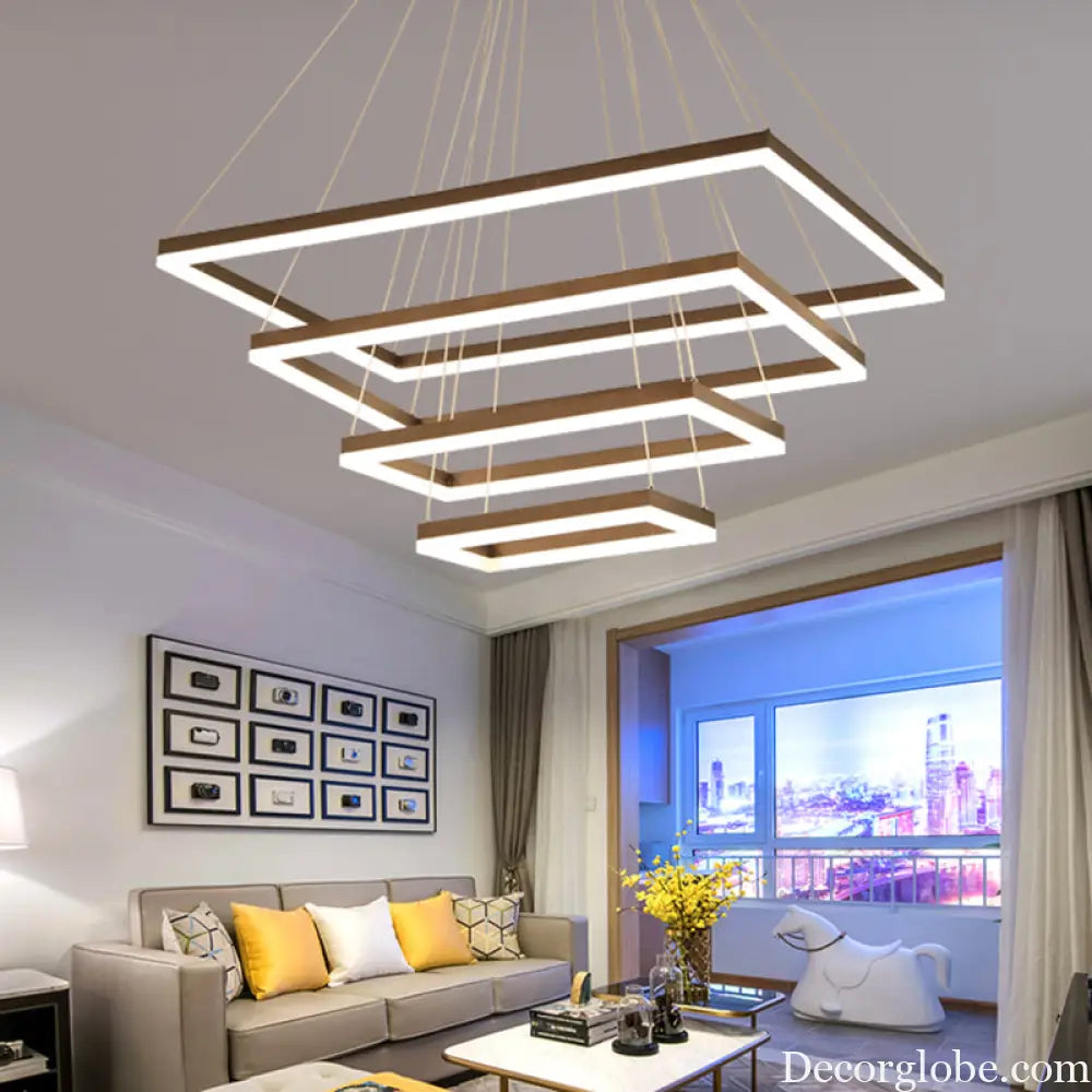 Nordic Style 4-Tier Acrylic LED Coffee Chandelier Light Coffee