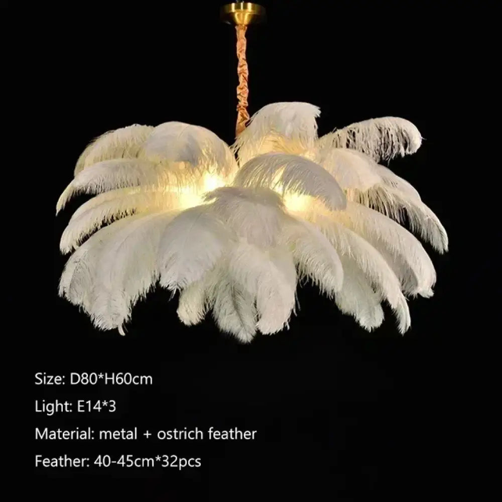 Nordic Feather Pendant Light Modern Art Chandelier for Bedroom White D80cm / Cold white 6000k Lighting > Ceiling lights