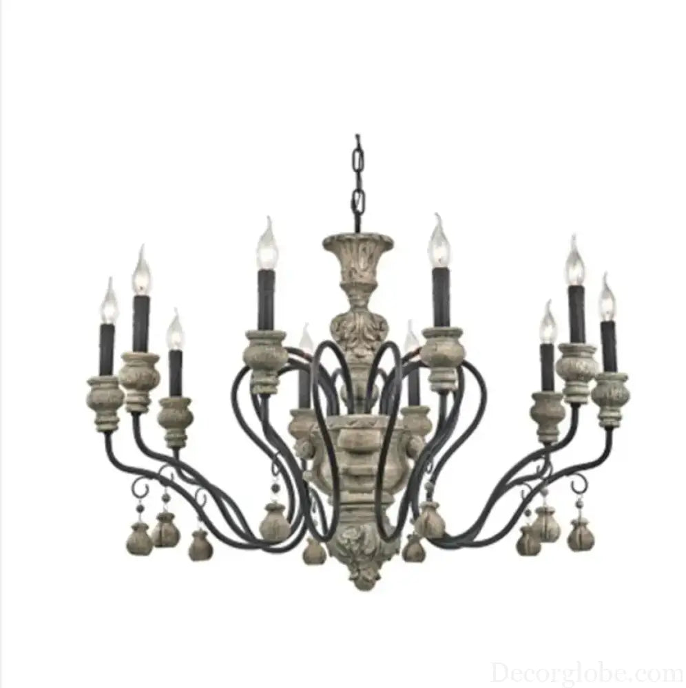 Nordic Retro Wood Look Chandelier Light for Living Room and Restaurant Chandelier