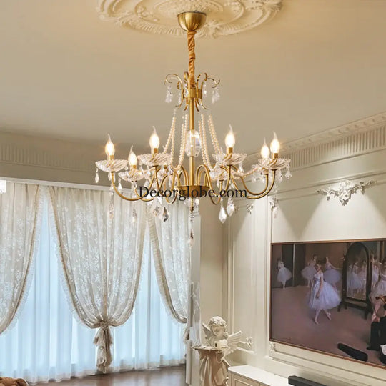 French Mid-Century Style Light Luxury Crystal Living Room Chandelier New American Retro Dining Room Bedroom Lamp