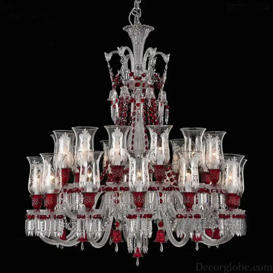 ZELORA Red Crystal European-Style Duplex Statement Chandelier chandelier