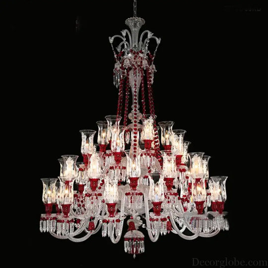 ZELORA Red Crystal European-Style Duplex Statement Chandelier chandelier