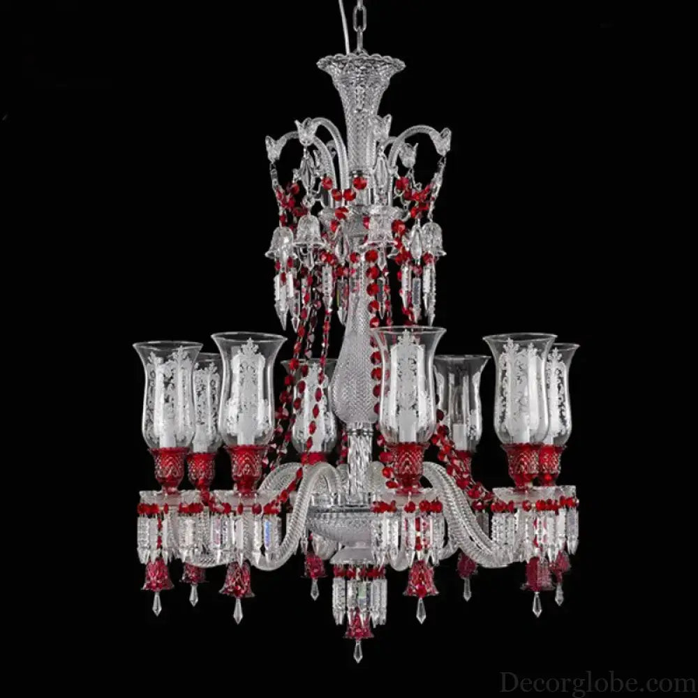 ZELORA Red Crystal European-Style Duplex Statement Chandelier chandelier