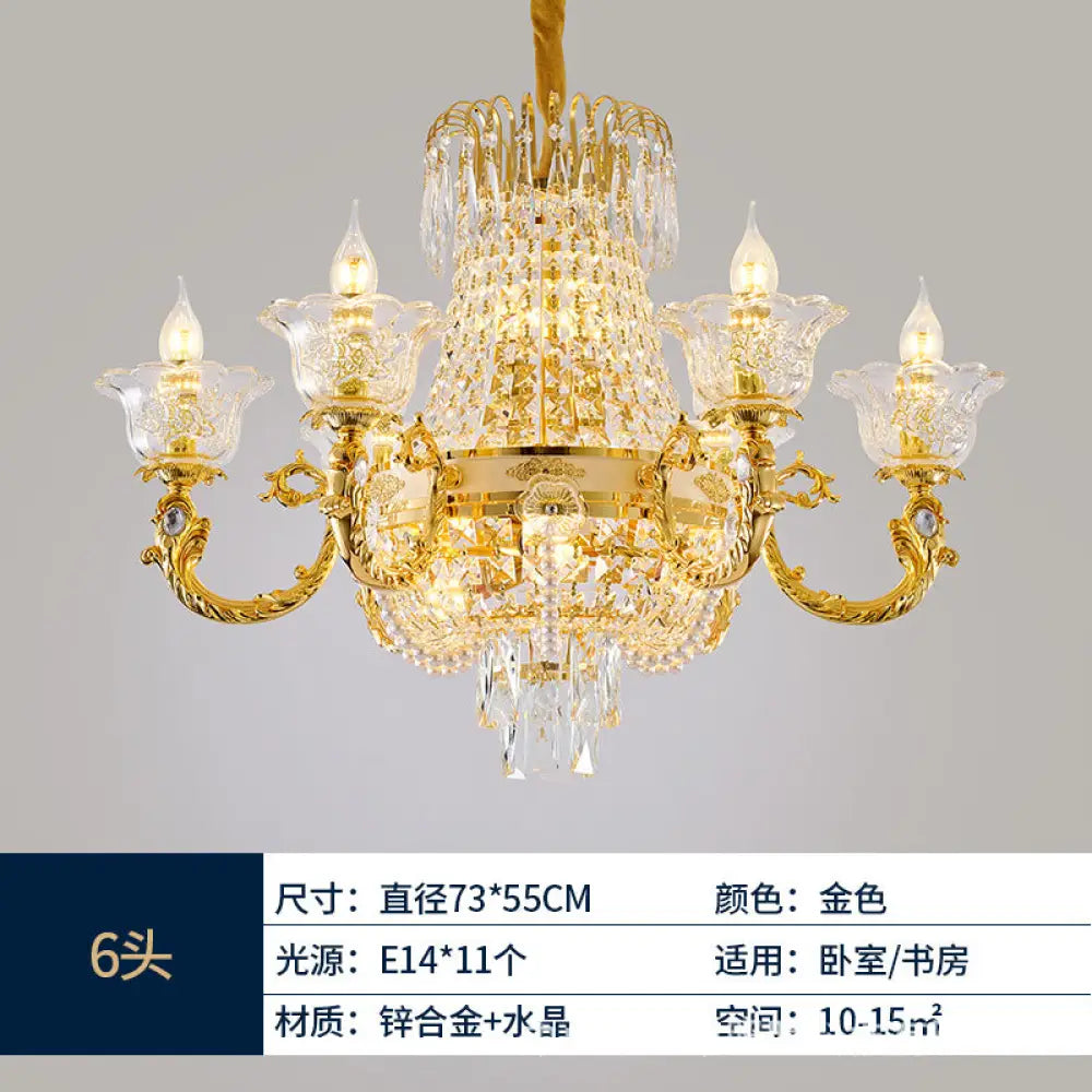 European Luxury Crystal Branch Chandelier for Villa Living 6-head chandelier (diameter 73cm, height 55cm)