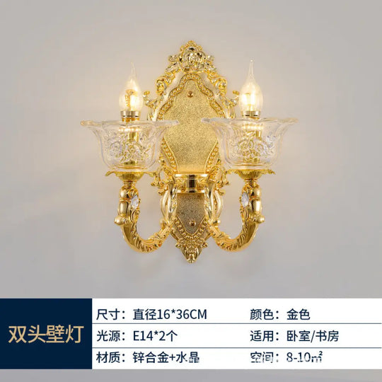 European Luxury Crystal Branch Chandelier for Villa Living Double head wall light