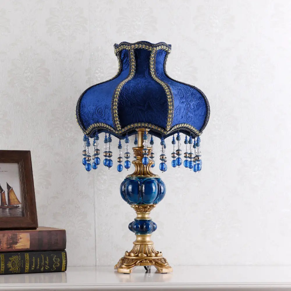Retro bedroom table lamp warm romantic long lamp wedding room girl online red creative European bedside lamp - Velvet