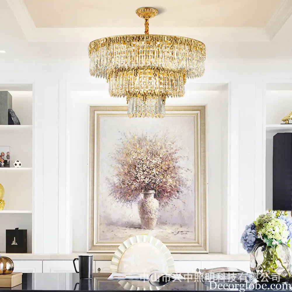 Samantha French All-Copper Light Luxury Crystal Chandelier Chandelier