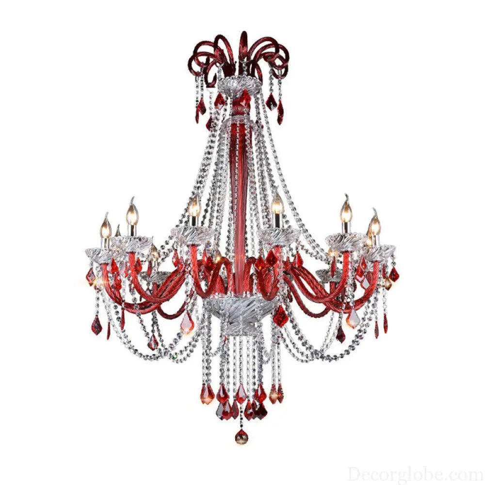 Scarlett's Dazzling Red Crystal Chandelier - DecorGlobe