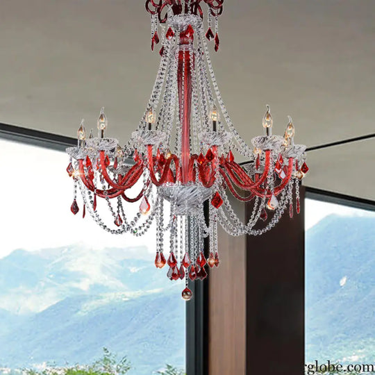 Scarlett's Dazzling Red Crystal Chandelier - DecorGlobe