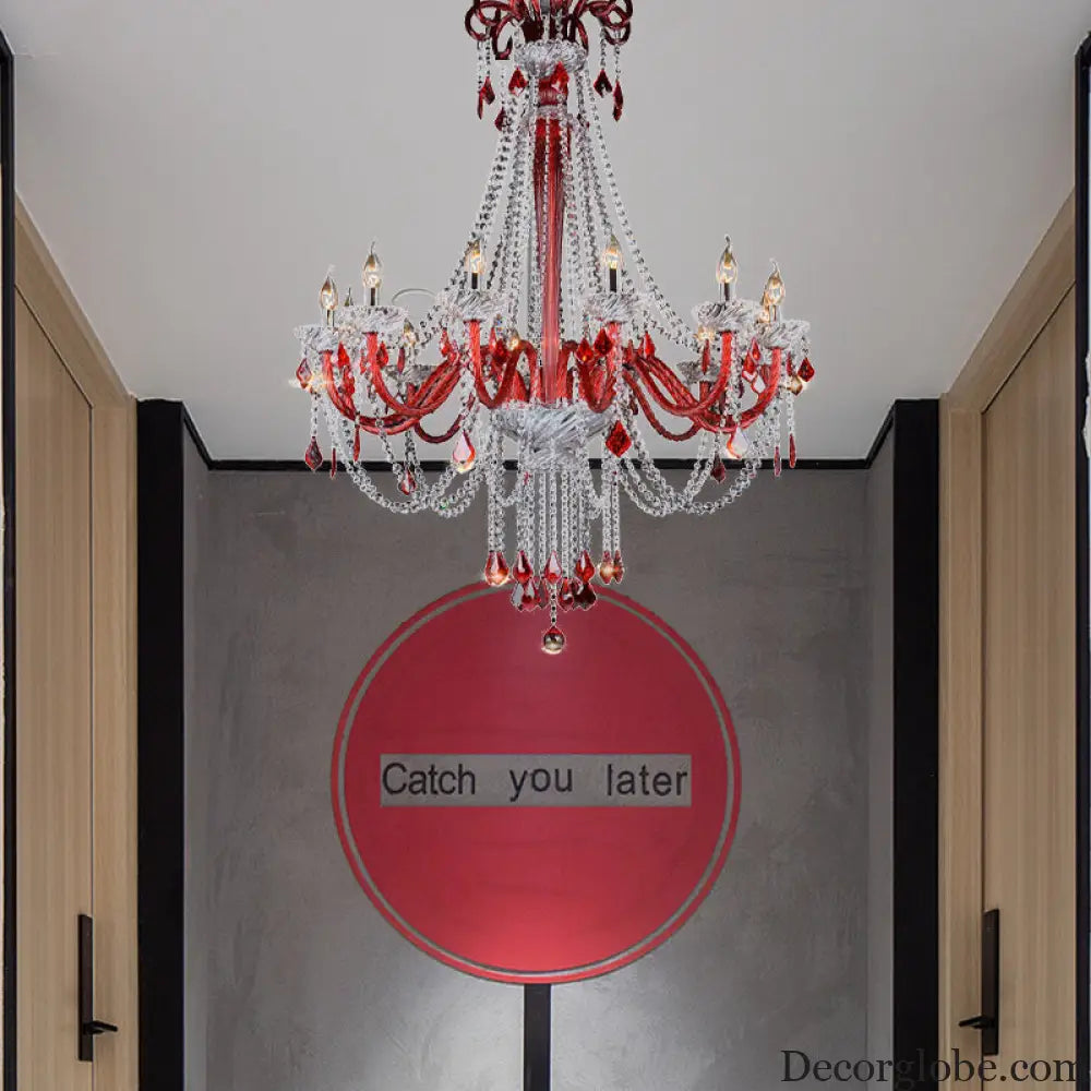 Scarlett's Dazzling Red Crystal Chandelier - DecorGlobe