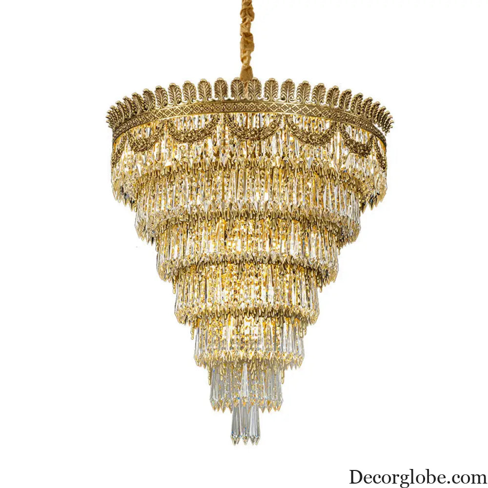 Serenity French All-Copper Light Luxury Hollow Crystal Chandelier Diameter 80cm height 80cm Chandelier