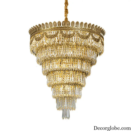 Serenity French All-Copper Light Luxury Hollow Crystal Chandelier Diameter 80cm height 80cm Chandelier