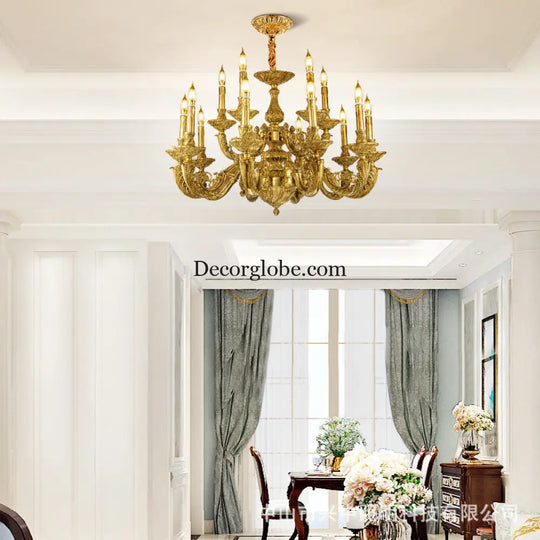 French Baroque Crystal Copper Branch Chandelier