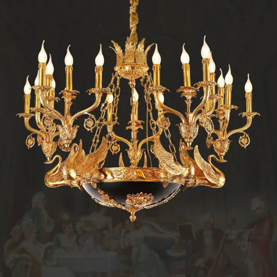 French style copper lamp European luxury court vintage villa bedroom living room creative copper Baroque Swan