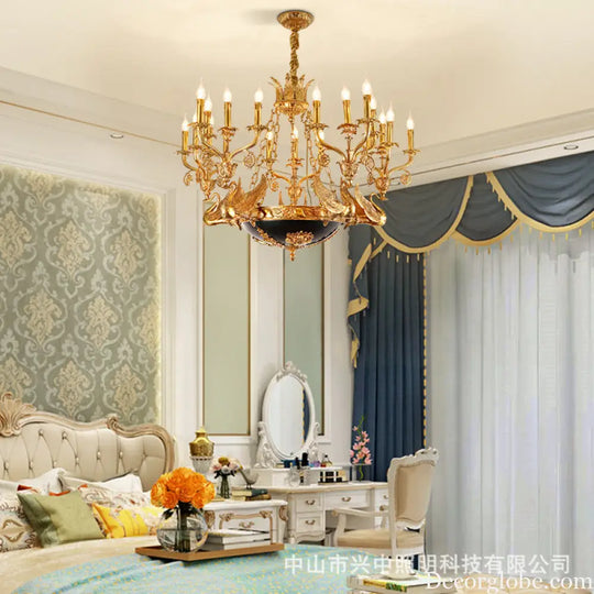 French style copper lamp European luxury court vintage villa bedroom living room creative copper Baroque Swan