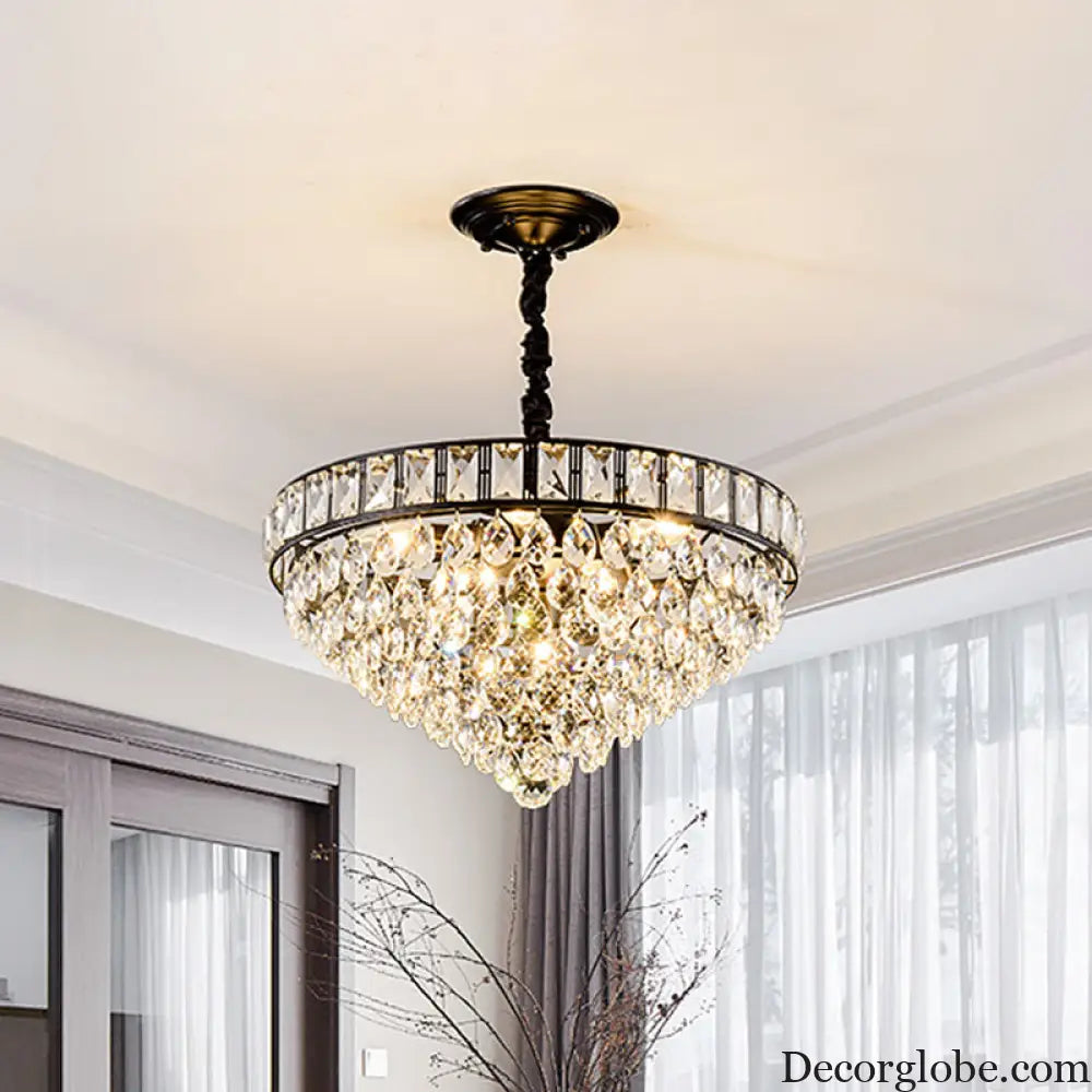 Sylvia Sparkling Symphony: Modern Black 6-Light Chandelier - DecorGlobe