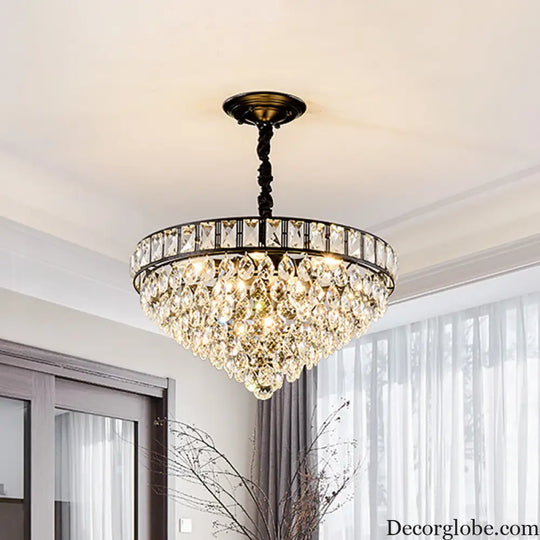Sylvia Sparkling Symphony: Modern Black 6-Light Chandelier - DecorGlobe