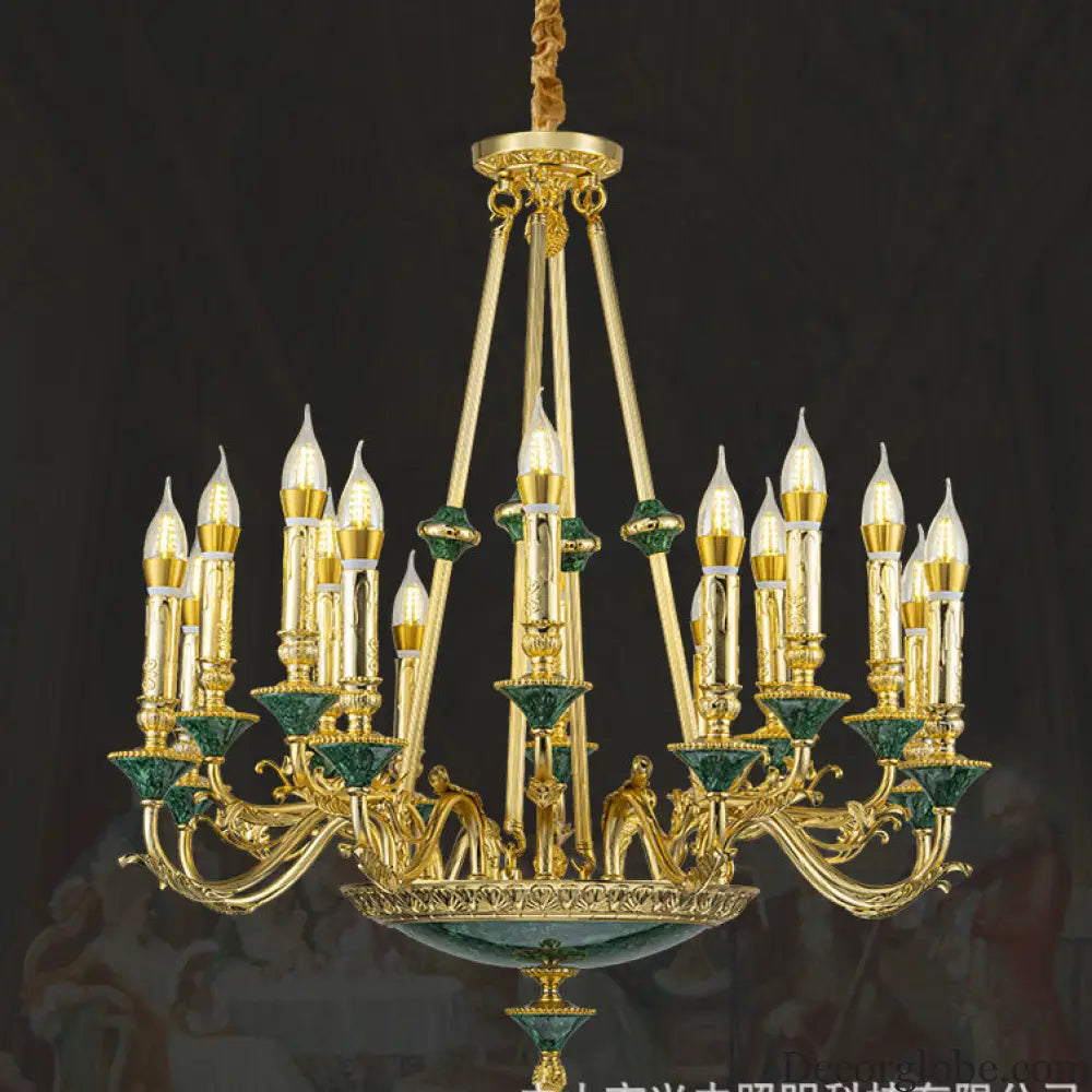 Stella French Retro Copper Crystal Candle Chandelier Chandelier