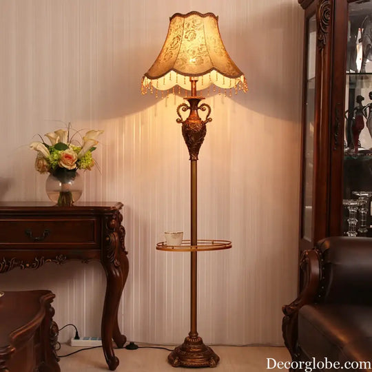 Camille European Luxury Resin LED Floor Lamp Retro Standing Light