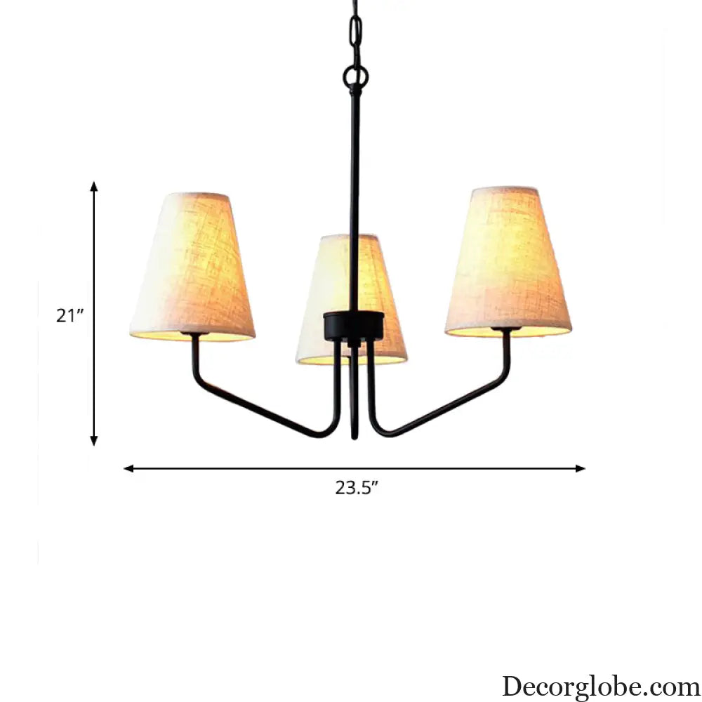 Traditional Fabric Conical Hanging Chandelier with 3/5/6 Lights - Flaxen Pendant Light for Living Room
