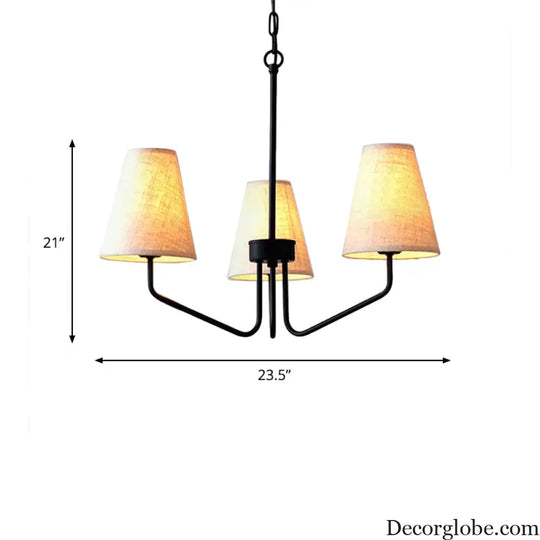 Traditional Fabric Conical Hanging Chandelier with 3/5/6 Lights - Flaxen Pendant Light for Living Room