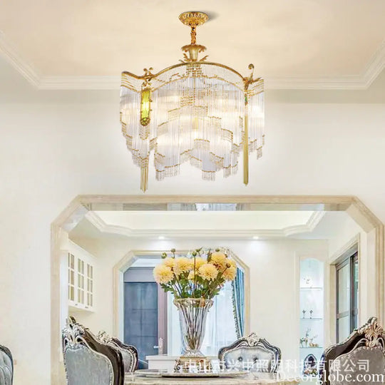 Valentina French Retro Copper Crystal Chandelier – European Dining Room Light Chandelier