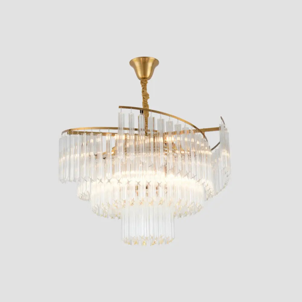 Vanessa Elegance Meets Sparkling Brilliance: The Clear Crystal Postmodern Gold Chandelier - DecorGlobe