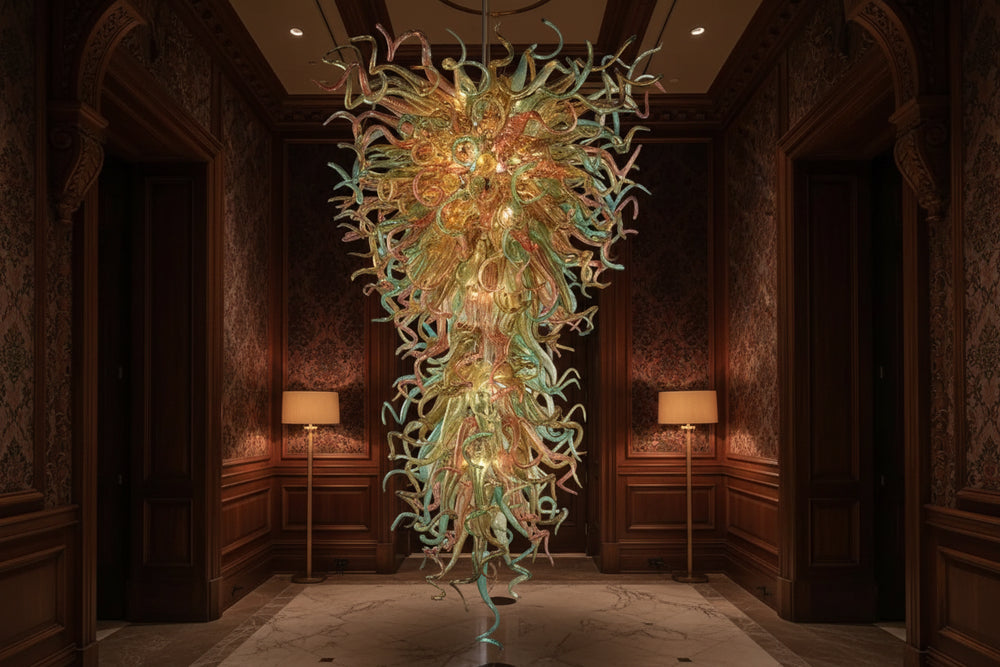 VELORA Hand-Blown Glass Grand Lobby Pendant Chandelier W70xH150 CM chandelier